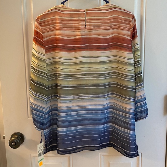 Alfred Dunner Striped Top with Blue Lace Accent - Picture 7 of 9